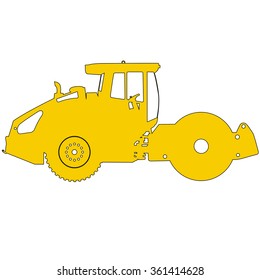 Silhouette of a road roller. Vector illustration.