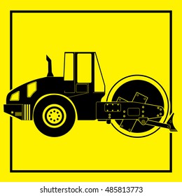 Silhouette of a road roller. Vector style