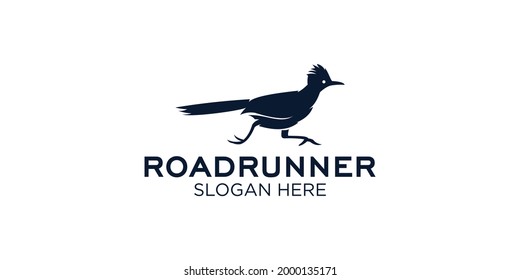 silhouette roadrunner logo design template