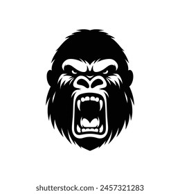 Silhouette of a roaring Gorilla face logo icon symbol vector illustration