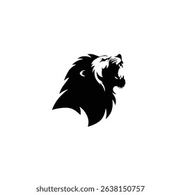 Silhouette: Roaring Lion, Mouth Open, Head Up  Powerful Icon