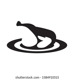 Silhouette of a roast turkey. Thanksgiving dinner - Vector illustration