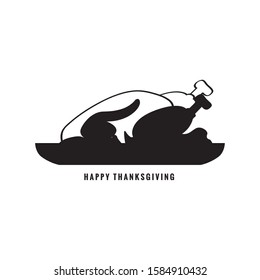 Silhouette of a roast turkey. Thanksgiving dinner - Vector illustration