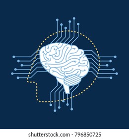 silhouette robot head brain cuircuit connection