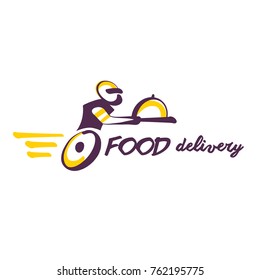 Silhouette of  robot with wheel. Concept image template logo design for fast food delivery. 
