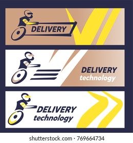 Silhouette of robot with wheel. Template element corporate identity, banner, poster design for transportation business. Concept image logo for fast delivery technology.Â 