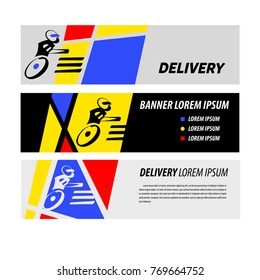 Silhouette of robot with wheel. Template element corporate identity, banner, poster design for transportation business. Concept image logo for fast delivery technology.
