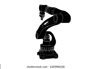 silhouette robotic arm vector