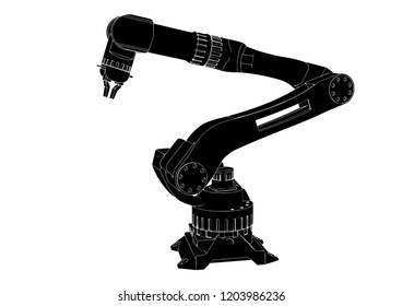 silhouette robotic arm vector