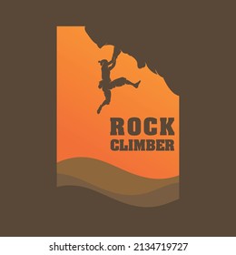 Silhouette rock climber logo design inspiration