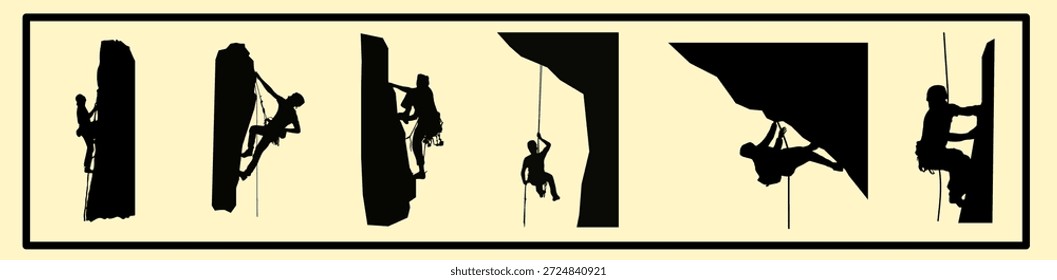 Silueta de la actividad de escalada en roca