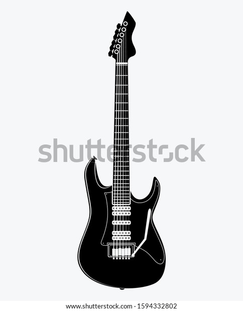 Silhouette Rock Guitar Vector Illustration Stock Vector (Royalty Free ...