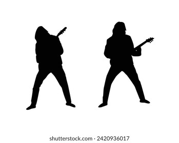 Silhouette of Rock Guitarist. Musicians and people concept vector