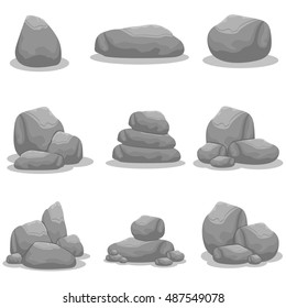 Silueta de colección de objetos vectoriales de roca
