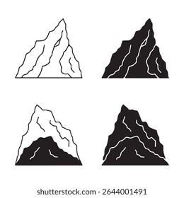 Silhouette of rock wall texture icons for outdoor, hiking, and camping graphics