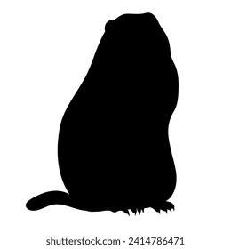 Silhouette rodent animal groundhog. Hand drawing black. Holiday Groundhog Day. Vector illustration