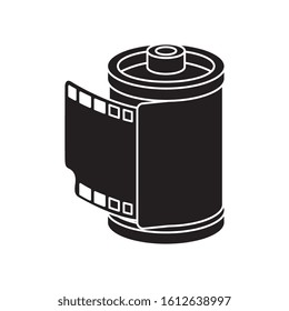 silhouette of roll camera nineties retro isolated icon vector illustration design