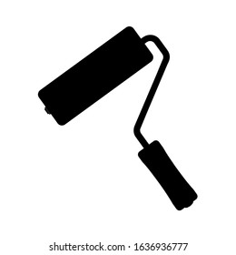 silhouette of roller brush. vector icon