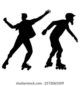 Silhouette of a Rollerblader Performing Stunts in Motion