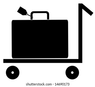 silhouette of rolling luggage trolly or cart with luggage on it