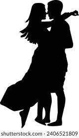 Silhouette of a romantic couple