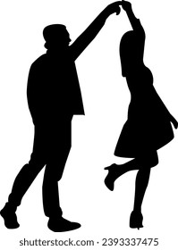 Silhouette romantic couple dance vector