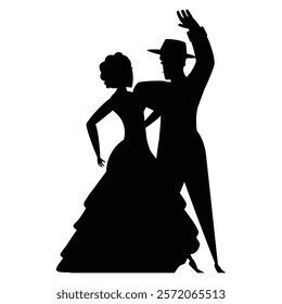 Silhouette of a Romantic Couple Dancing Under the Moonlight