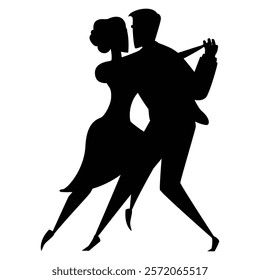 Silhouette of a Romantic Couple Dancing Under the Moonlight