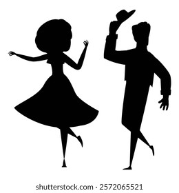 Silhouette of a Romantic Couple Dancing Under the Moonlight