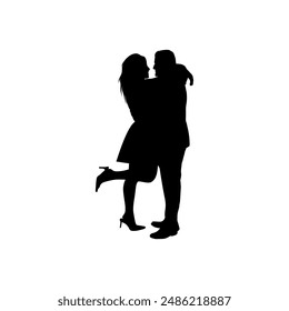 silhouette of a romantic couple dancing vector