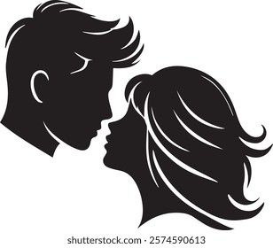 Silhouette of a Romantic Couple Face. A Timeless Expression of Love.