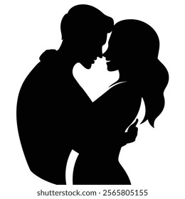 Silhouette of Romantic Couple in Intimate Pose - Perfect for Love Themes