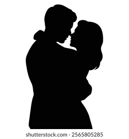 Silhouette of Romantic Couple in Intimate Pose - Perfect for Love Themes