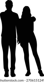 Silueta de pareja romántica. Ilustración vectorial aislada.