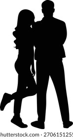 Silhouette von Romantic Couple. Isolierte Vektorgrafik.