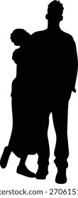 Silhouette of Romantic Couple. Isolated Vector Illustration.