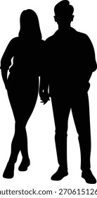 Silhouette von Romantic Couple. Isolierte Vektorgrafik.