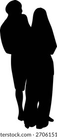 Silhouette von Romantic Couple. Isolierte Vektorgrafik.