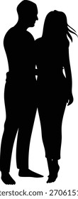 Silhouette of Romantic Couple. Isolated Vector Illustration.