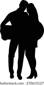 Silhouette of Romantic Couple. Isolated Vector Illustration.