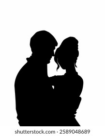 silhouette of a romantic couple in love