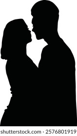 Silhouette of romantic couple vector stock illustration