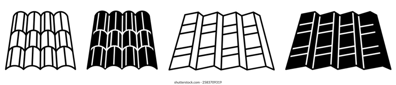 Silhouette of roof icon illustration on white background. Roof icon set for business. Stock vector.