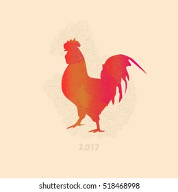 The silhouette of the rooster 2017. The symbol of the New 2017 fire rooster. Red rooster silhouette