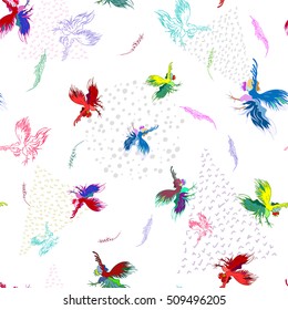 Silhouette of a rooster .  Cock sketch, hand drawing. Symbol of New Year 2017. Seamless vector pattern.