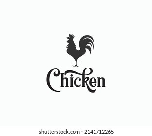 Silhouette Rooster Company Logo Vector Template Design Illustration.