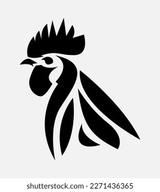 silhouette of a rooster face. logo icon. tribal tattoo vector. animal, decoration, ornament. suitable for print, sticker, poster, and more. vector illustration.