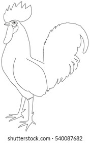 Silhouette of a rooster, isolated on white. Vector illustration.