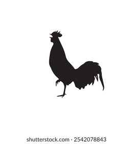 silhouette of a rooster on a white background