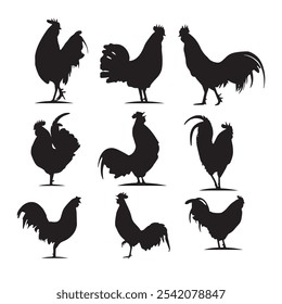 silhouette of a rooster on a white background